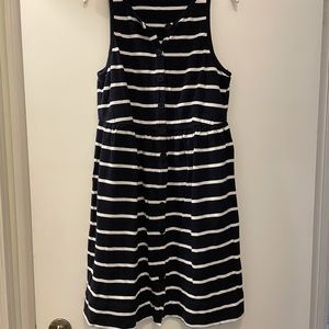 J crew retail dress medium navy and white stripes